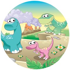 Kids Mural Cartoon Dinosaur Wooden Puzzle Round by nateshop