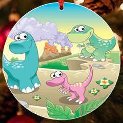 Kids Mural Cartoon Dinosaur Uv Print Acrylic Ornament Round by nateshop