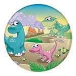 Kids Mural Cartoon Dinosaur Round Glass Fridge Magnet (4 pack) Front