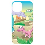 Kids Mural Cartoon Dinosaur iPhone 14 Black UV Print Case Front