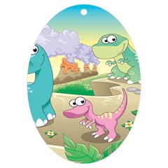 Kids Mural Cartoon Dinosaur Uv Print Acrylic Ornament Oval by nateshop