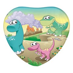 Kids Mural Cartoon Dinosaur Heart Glass Fridge Magnet (4 Pack) by nateshop