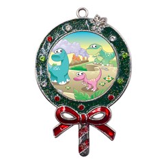 Kids Mural Cartoon Dinosaur Metal X mas Lollipop With Crystal Ornament by nateshop