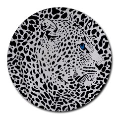 Leopard In Art, Animal, Graphic, Illusion Round Mousepad by nateshop