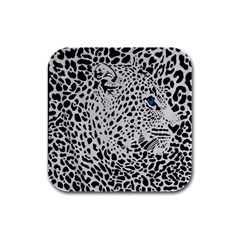 Leopard In Art, Animal, Graphic, Illusion Rubber Square Coaster (4 Pack) by nateshop