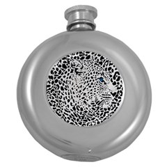 Leopard In Art, Animal, Graphic, Illusion Round Hip Flask (5 Oz) by nateshop