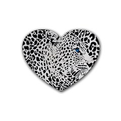 Leopard In Art, Animal, Graphic, Illusion Rubber Heart Coaster (4 Pack) by nateshop