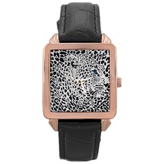 Leopard In Art, Animal, Graphic, Illusion Rose Gold Leather Watch  by nateshop