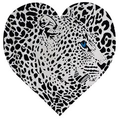 Leopard In Art, Animal, Graphic, Illusion Wooden Puzzle Heart by nateshop