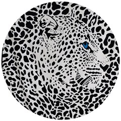 Leopard In Art, Animal, Graphic, Illusion Wooden Puzzle Round by nateshop