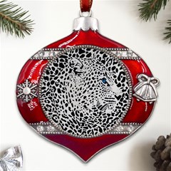 Leopard In Art, Animal, Graphic, Illusion Metal Snowflake And Bell Red Ornament by nateshop