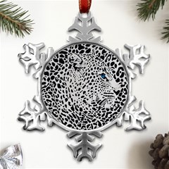 Leopard In Art, Animal, Graphic, Illusion Metal Small Snowflake Ornament by nateshop