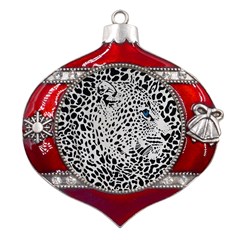 Leopard In Art, Animal, Graphic, Illusion Metal Snowflake And Bell Red Ornament by nateshop