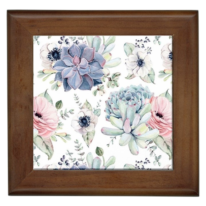 Nature, Floral, Flower, Print, Vintage Framed Tile