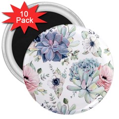 Nature, Floral, Flower, Print, Vintage 3  Magnets (10 Pack)  by nateshop