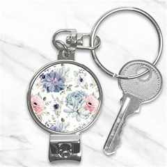 Nature, Floral, Flower, Print, Vintage Nail Clippers Key Chain by nateshop