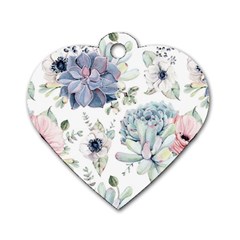 Nature, Floral, Flower, Print, Vintage Dog Tag Heart (two Sides) by nateshop