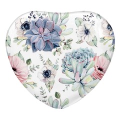 Nature, Floral, Flower, Print, Vintage Heart Glass Fridge Magnet (4 Pack) by nateshop