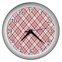 Pink Burberry, Abstract Wall Clock (silver) by nateshop