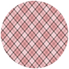 Pink Burberry, Abstract Wooden Puzzle Round by nateshop