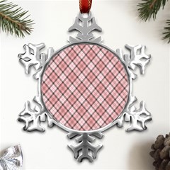 Pink Burberry, Abstract Metal Small Snowflake Ornament by nateshop