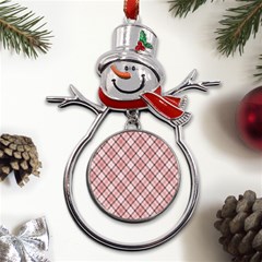 Pink Burberry, Abstract Metal Snowman Ornament by nateshop