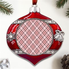 Pink Burberry, Abstract Metal Snowflake And Bell Red Ornament by nateshop