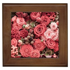 Pink Roses, Flowers, Love, Nature Framed Tile by nateshop