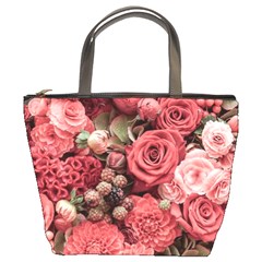 Pink Roses, Flowers, Love, Nature Bucket Bag by nateshop