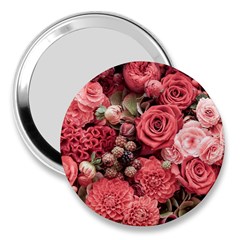 Pink Roses, Flowers, Love, Nature 3  Handbag Mirrors by nateshop