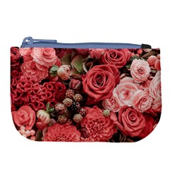 Pink Roses, Flowers, Love, Nature Large Coin Purse by nateshop