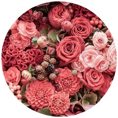 Pink Roses, Flowers, Love, Nature Wooden Puzzle Round by nateshop