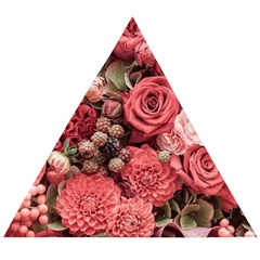 Pink Roses, Flowers, Love, Nature Wooden Puzzle Triangle by nateshop