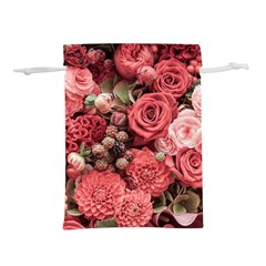 Pink Roses, Flowers, Love, Nature Lightweight Drawstring Pouch (l) by nateshop