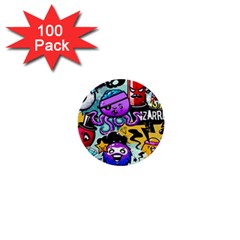 Cartoon Graffiti, Art, Black, Colorful 1  Mini Buttons (100 Pack)  by nateshop