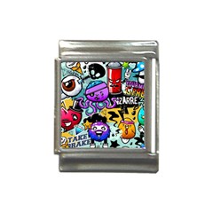 Cartoon Graffiti, Art, Black, Colorful Italian Charm (13mm) by nateshop