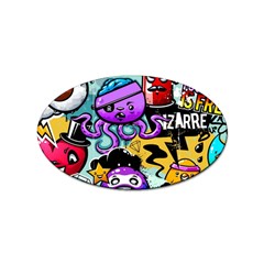 Cartoon Graffiti, Art, Black, Colorful Sticker Oval (10 Pack) by nateshop