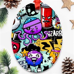 Cartoon Graffiti, Art, Black, Colorful Ornament (oval) by nateshop