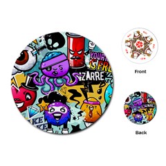 Cartoon Graffiti, Art, Black, Colorful Playing Cards Single Design (round) by nateshop