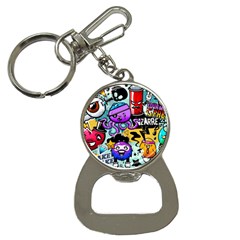 Cartoon Graffiti, Art, Black, Colorful Bottle Opener Key Chain