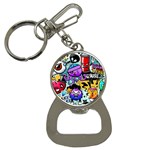 Cartoon Graffiti, Art, Black, Colorful Bottle Opener Key Chain Front