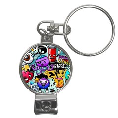 Cartoon Graffiti, Art, Black, Colorful Nail Clippers Key Chain by nateshop