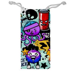 Cartoon Graffiti, Art, Black, Colorful Jewelry Bag by nateshop