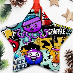 Cartoon Graffiti, Art, Black, Colorful Star Ornament (two Sides) by nateshop