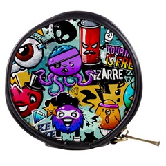 Cartoon Graffiti, Art, Black, Colorful Mini Makeup Bag by nateshop