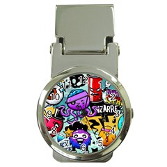 Cartoon Graffiti, Art, Black, Colorful Money Clip Watches by nateshop