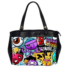 Cartoon Graffiti, Art, Black, Colorful Oversize Office Handbag (2 Sides) by nateshop