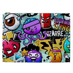 Cartoon Graffiti, Art, Black, Colorful Cosmetic Bag (xxl) by nateshop