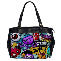 Cartoon Graffiti, Art, Black, Colorful Oversize Office Handbag by nateshop