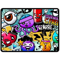 Cartoon Graffiti, Art, Black, Colorful Two Sides Fleece Blanket (large) by nateshop